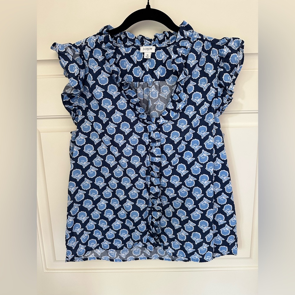 J. Crew Blue Floral Blouse
